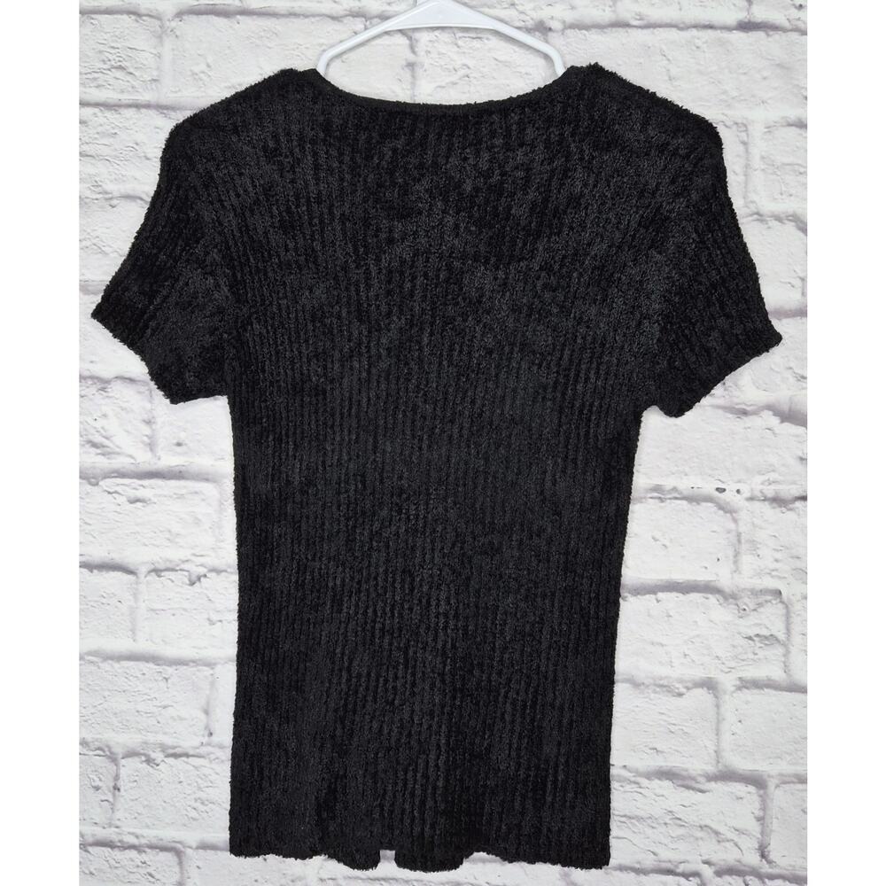 VTG 90s Emanuel Ungaro Black Ribbed Chenille Top M Made in USA Designer Knit - Picture 6 of 7